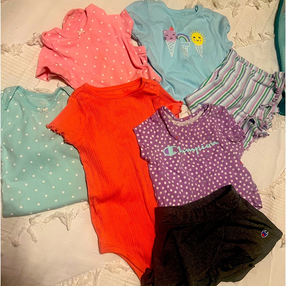 Lot of like new baby girls clothes. Size 18/24 month. Onsie/ stripe outfit